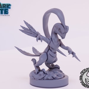 Kaijumon Grovyle 3D Printed Miniature | Designed by Kaijumon Miniatures | Resin Printed | Unpainted Miniature