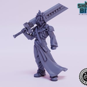 Classic JRPG Character Miniature Zed Flare, 32mm scale 3D printed Tabletop RPG for Dungeons & Dragons, Pathfinder, and more by RN Estudio