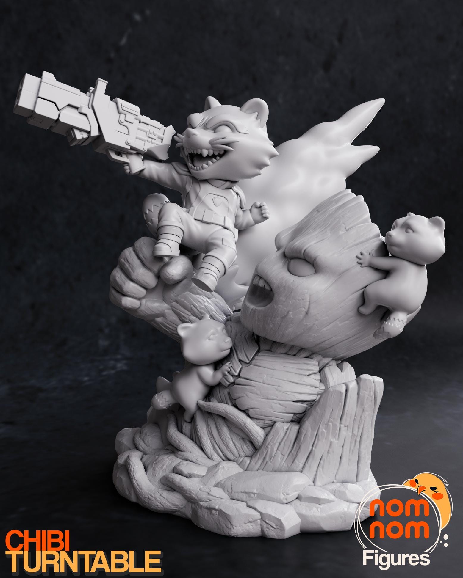 Chibi Raccoon 3D Printed Statue Kit | Garage Kit | Model Kit | Designed ...