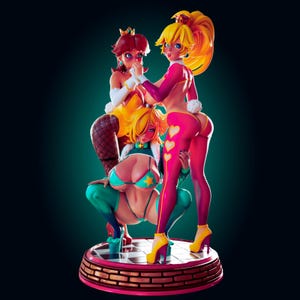 Figurka Trio of Princesses Pin Up | Wydruk z żywicy 3D | Zestaw modelarski | Zestaw garażowy | autorstwa oficera Rhu