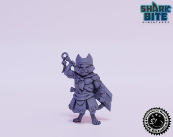 The Monster Hunters Morley Cat-Warrior Miniature, 32mm scale 3D printed Tabletop RPG for DnD, Pathfinder, and more by RN Estudio