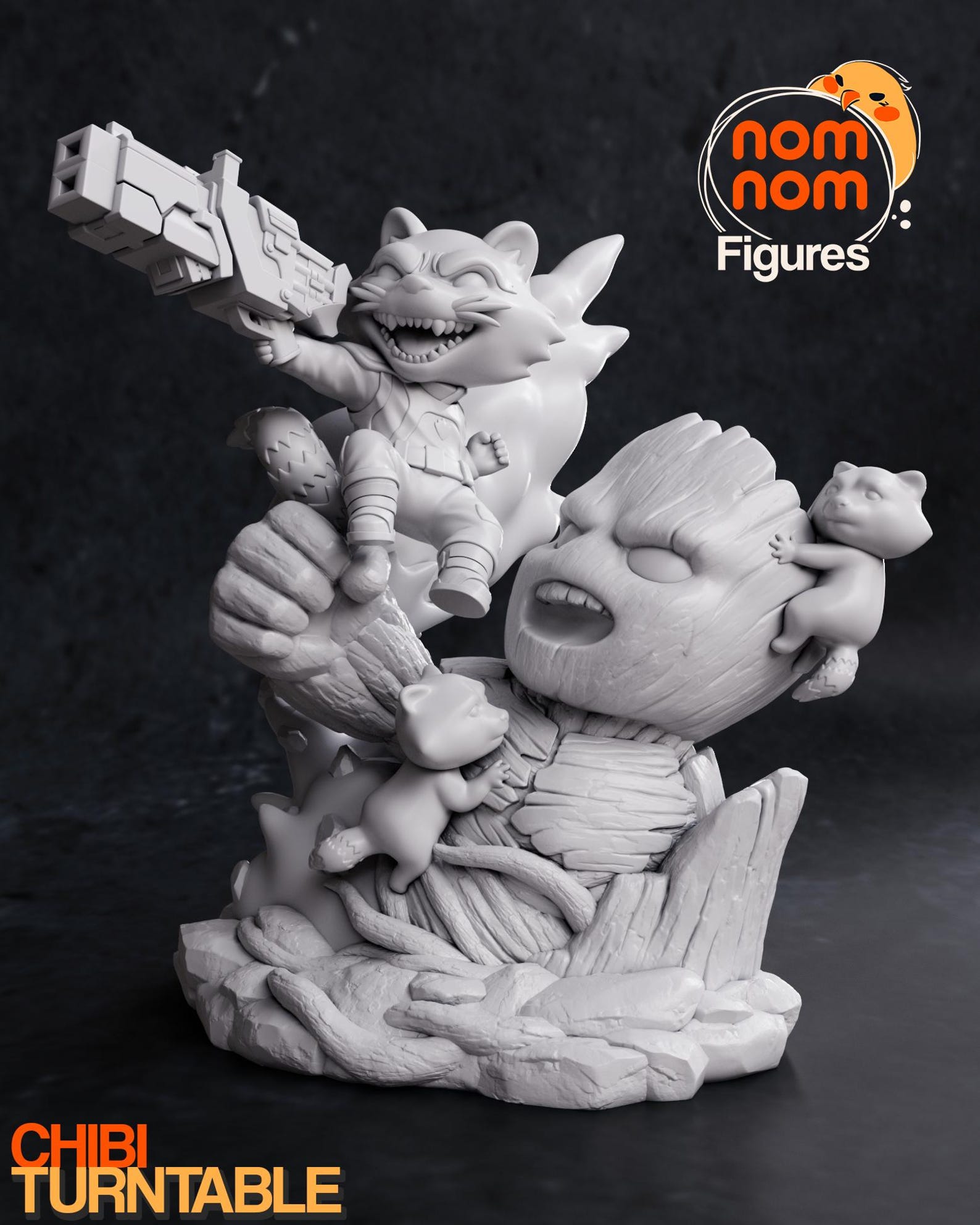 Chibi Raccoon 3D Printed Statue Kit | Garage Kit | Model Kit | Designed ...