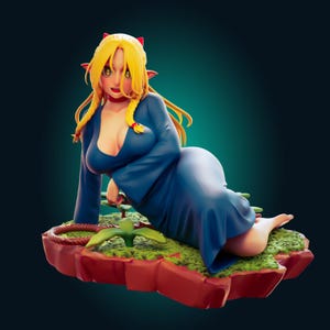 Lounging Elf Girl Pin Up Figurine | 3D Resin print | Model Kit | Garage Kit | by Officer Rhu