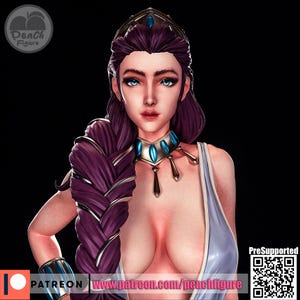 Grecka bogini dziewczyna Fan Art Pin Up Figurka | Wydruk z żywicy 3D | Zestaw garażowy | Zestaw modelarski | autorstwa Peach Figures