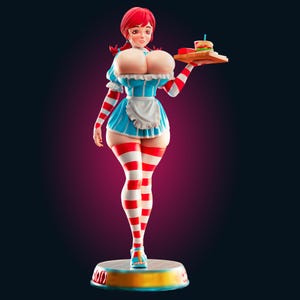 Burger Girl Pin Up Figurine | 3D Resin print | Model Kit | Garage Kit | by Officer Rhu