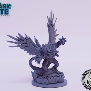 Kaijumon Hydreigon 3D Printed Miniature | Designed by Kaijumon Miniatures | Resin Printed | Unpainted Miniature