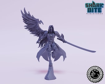 Classic JRPG Miniature Winged Sephirael, 32mm scale 3D printed Tabletop RPG for Dungeons & Dragons, Pathfinder, and more by RN Estudio