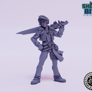 Classic JRPG Character Miniature Cal Lionclaw, 32mm scale 3D printed Tabletop RPG for Dungeons & Dragons, Pathfinder, and more by RN Estudio