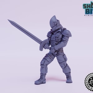 Classic JRPG Miniature Knight of the Order, 32mm scale 3D printed Tabletop RPG for Dungeons & Dragons, Pathfinder, and more by RN Estudio