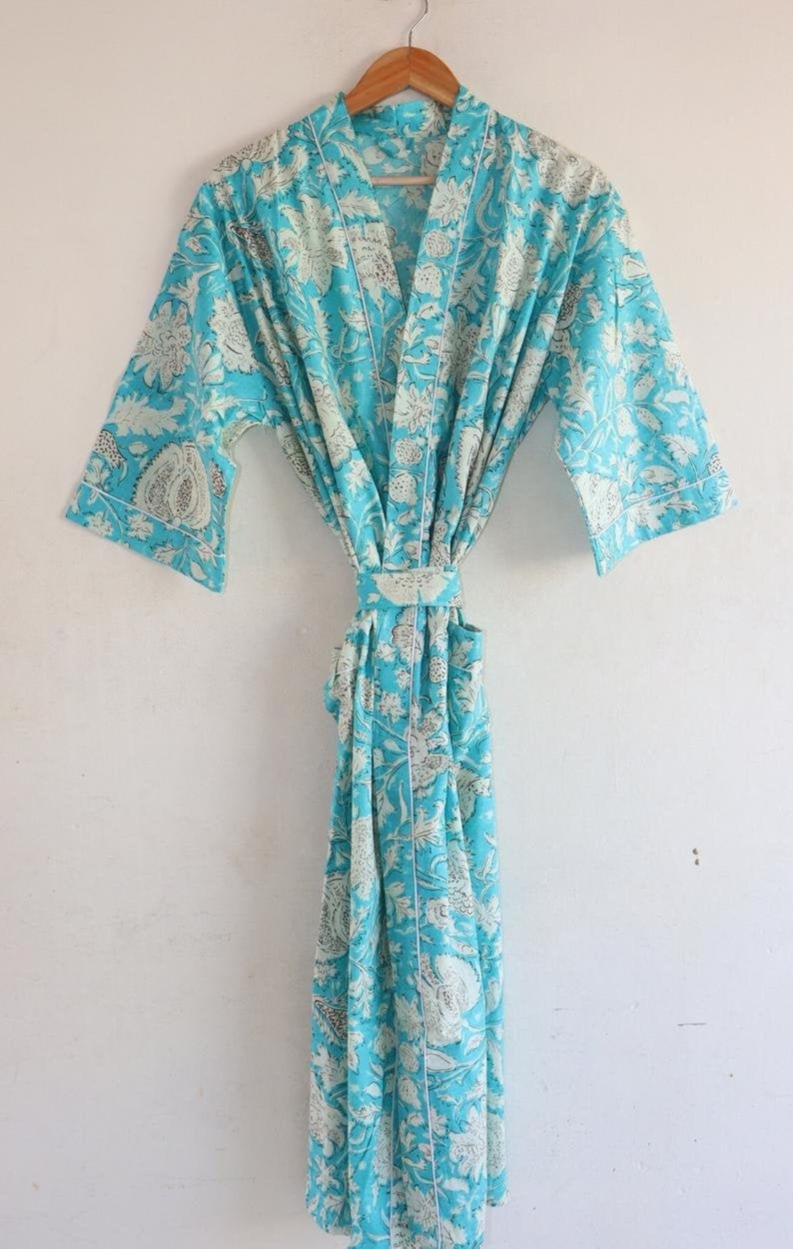Blue 100 Cotton Indian Beach Kimono Robe Kimono RobeCotton Etsy