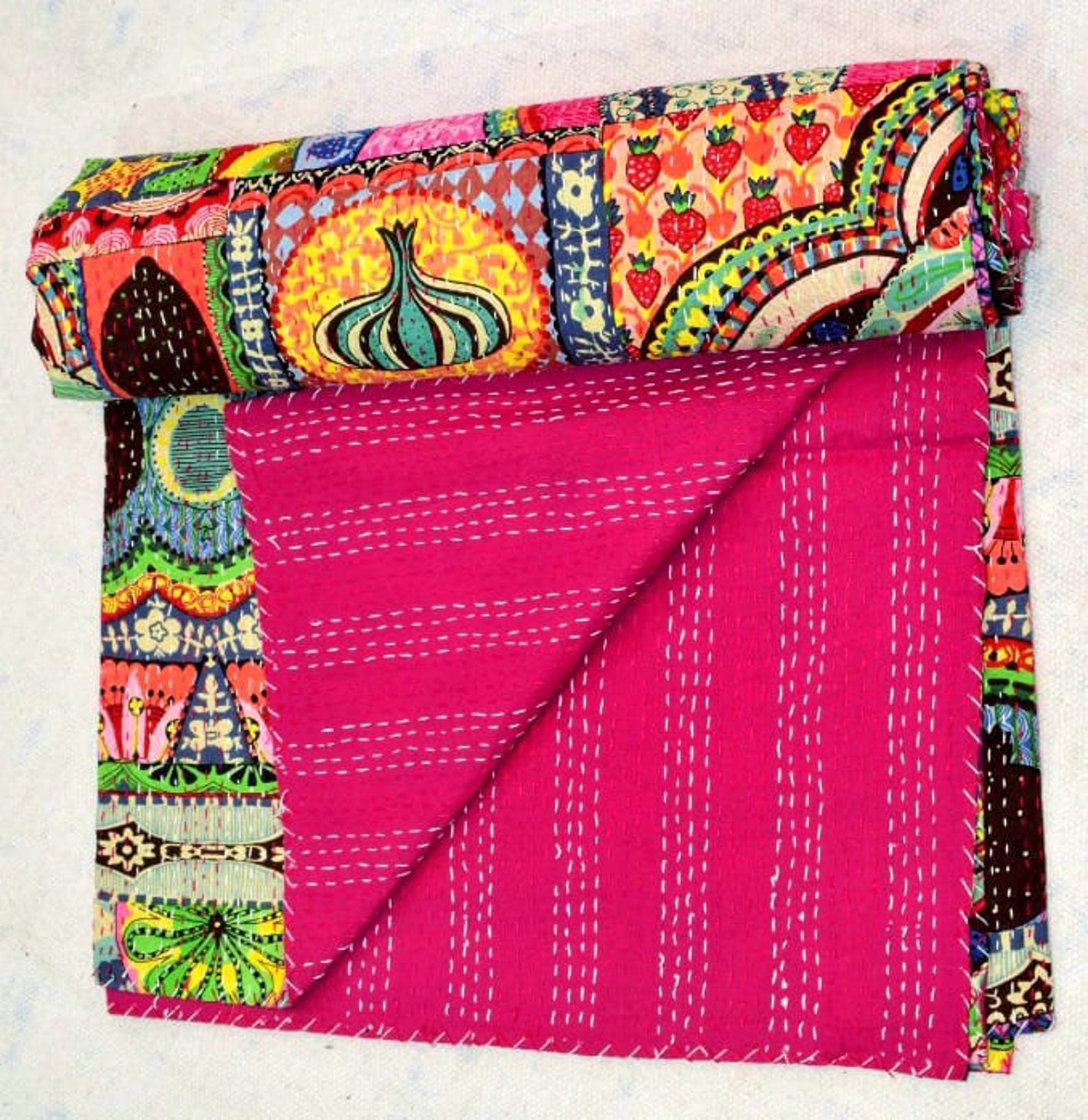 Handmade Cotton Blanket Hippie Patchwork Print Bohemian Etsy