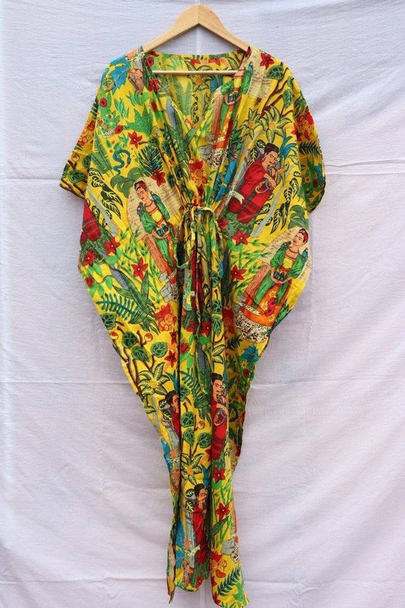 Indian Cotton Kaftan Indian Floral Kaftan Long Caftan Beach Etsy
