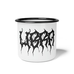 White Libra Black Metal Zodiac Astrology Enamel Camp Cup