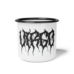White Virgo Black Metal Zodiac Astrology Enamel Camp Cup