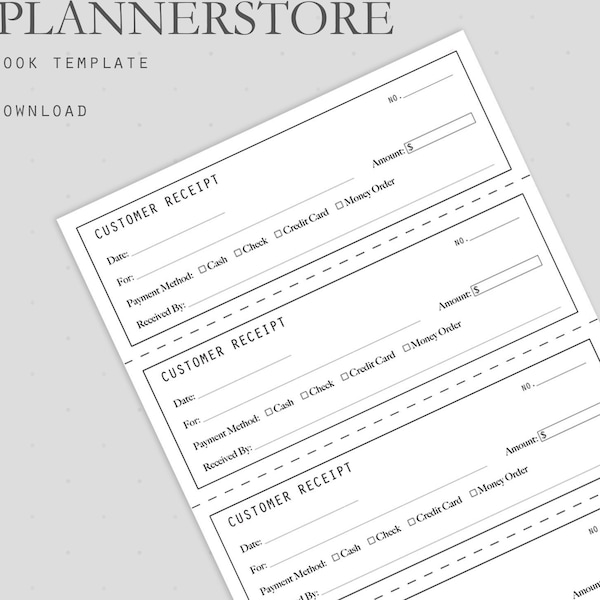 Receipt Book Template | Printable Receipt Organizer | Instant Download Planning | Small Business Management | Financial Planning | A4