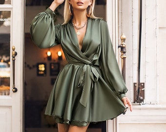 silk wrap around dress