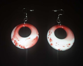 Resin Blood Splatter Earrings - Blood and Gore Earrings - Halloween Jewelry - Handmade Jewelry - Vampire - Bloody - Murder