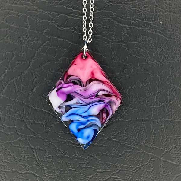 LGBTQ PRIDE Resin Necklace | Diamond - Bisexual Necklace - Made to Order - Customizable