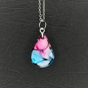 LGBTQ PRIDE Resin Necklace | Teardrop - Trans Necklace