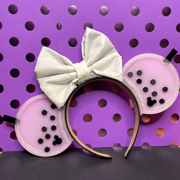 Taro Boba Tea Mouse Ears - Bubble Tea - Interchangeable - Cosplay - Disneybound