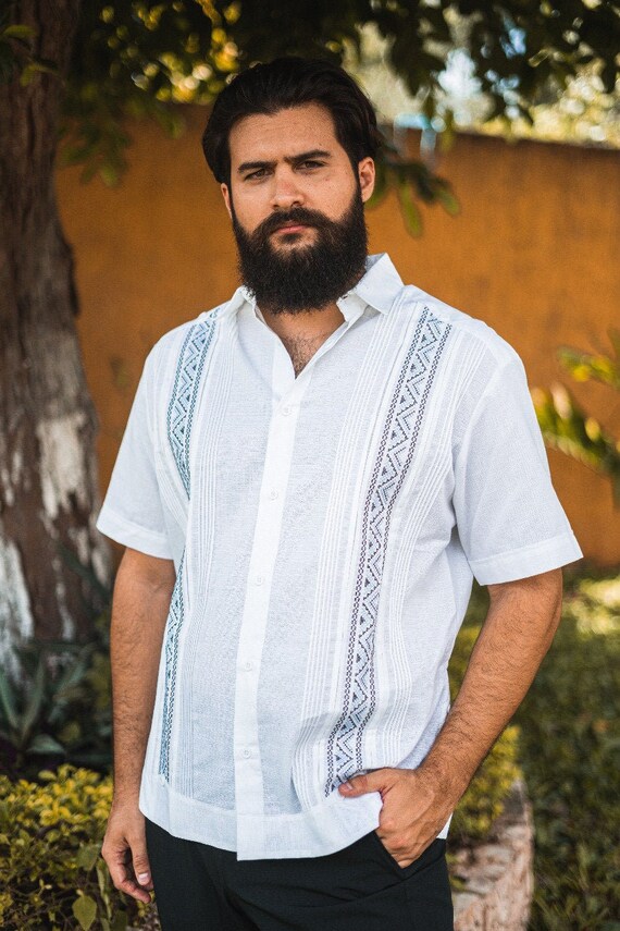 Guayabera Estilo Presidencial De Lino Blanco Camisa De Vestir - Etsy