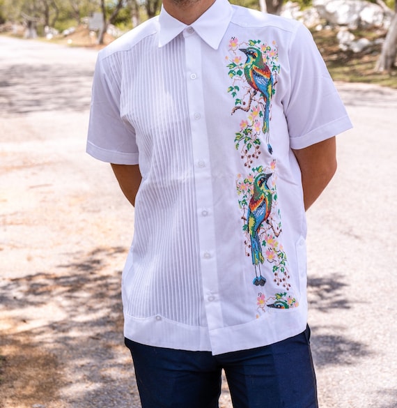 Guayabera estilo electronica de lino blanco camisa de - Etsy México