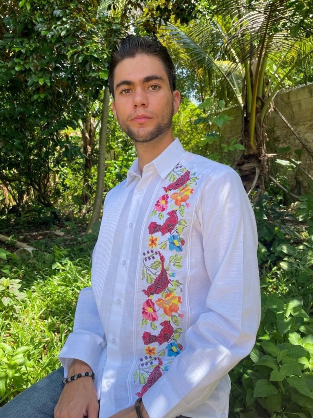 Guayabera estilo presidencial de lino blanco camisa de vestir - Etsy