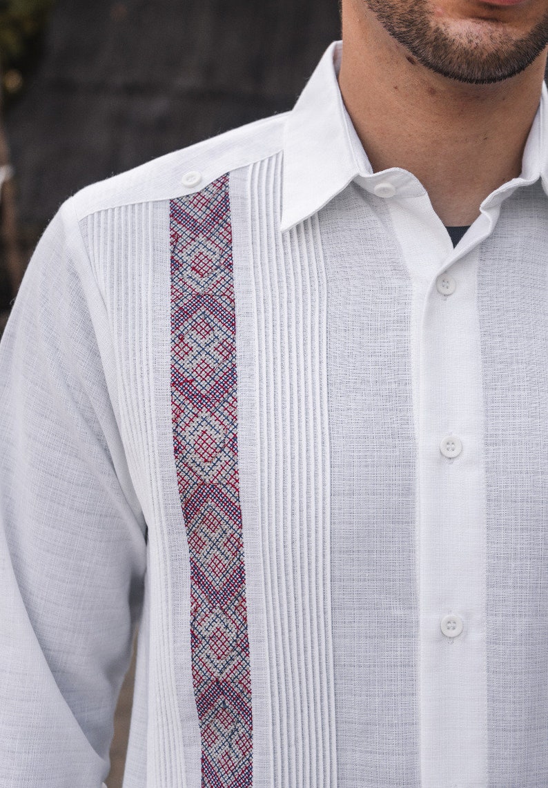 Formal And Casual Wear Made Of Linen Mosaic Embroidery Designer Traditional Handmade Guayabera Shirt For Men Clothing Shirts Tees Cartamz Com