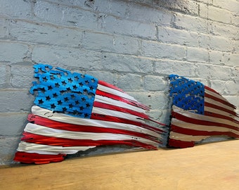 Tattered American Flag, Metal American Flag, Metal Flag Wall Art, Metal Home Decor, Patriotic Gifts, Gifts For Men, Military Gifts