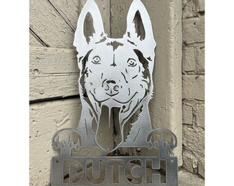 Personalized Belgian Malinois Sign, Custom Belgian Malinois Metal Sign, Metal Dog Sign, Malinois Sign, Belgian Malinois Steel Dog Silhouette