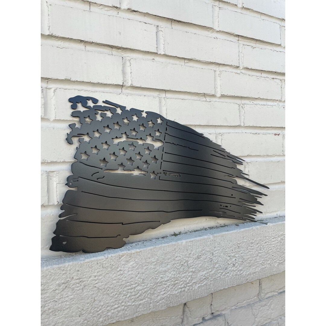 Tattered American Flag Steel Art, Metal American Flag, Second Amendment