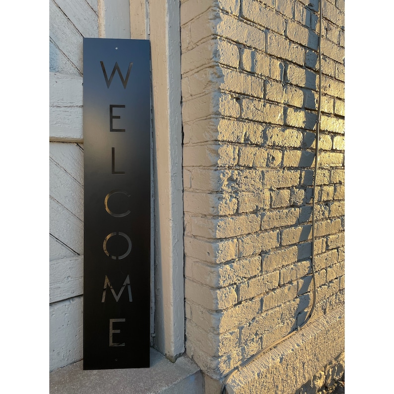 Minimalist Metal Welcome Sign, Modern Welcome Sign, Modern Farmhouse Decor, Vertical Metal Welcome Sign, shops Outdoor Welcome Sign, Housewarming