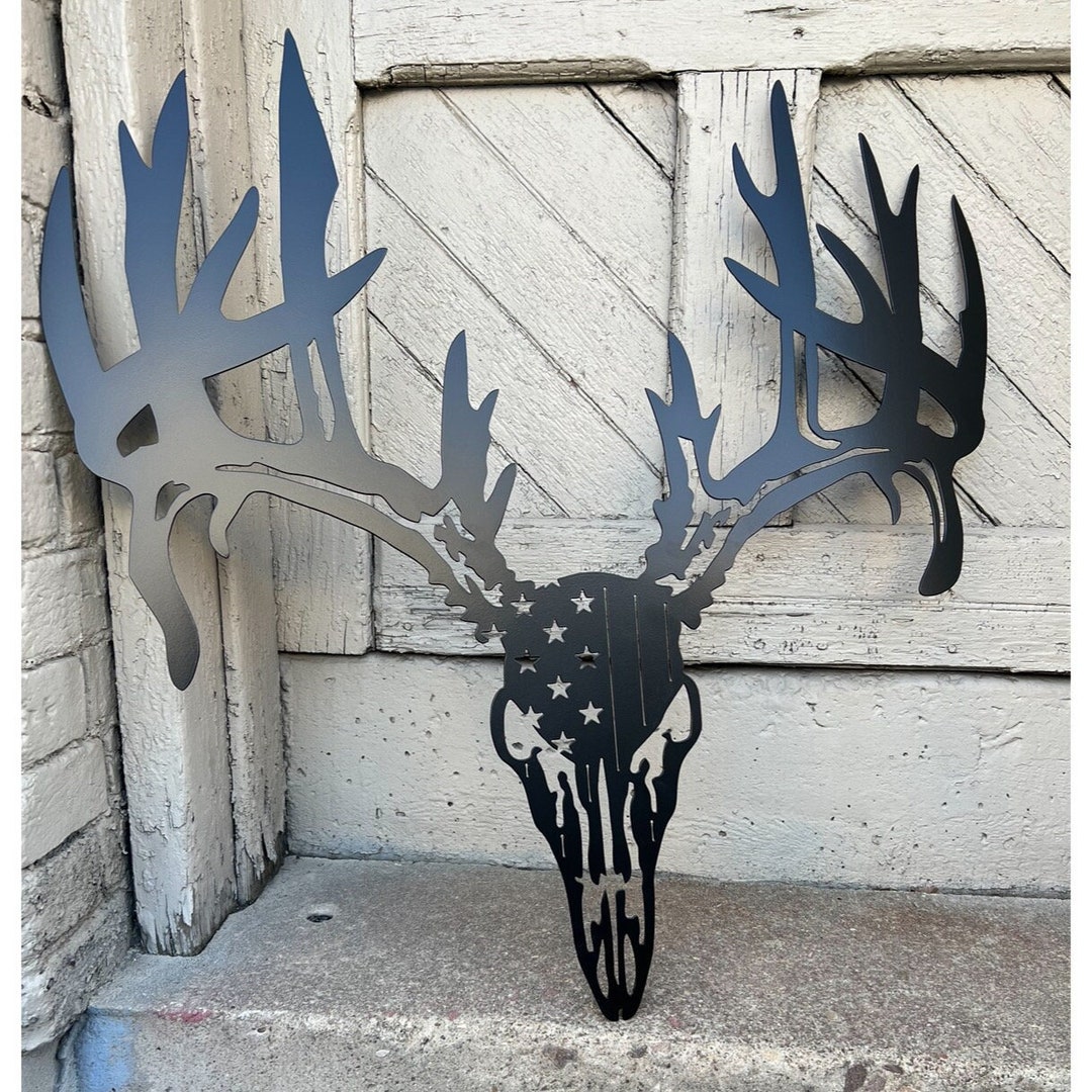 Metal Deer Skull Wall Hanging, Metal Deer Sign, Metal Deer Head