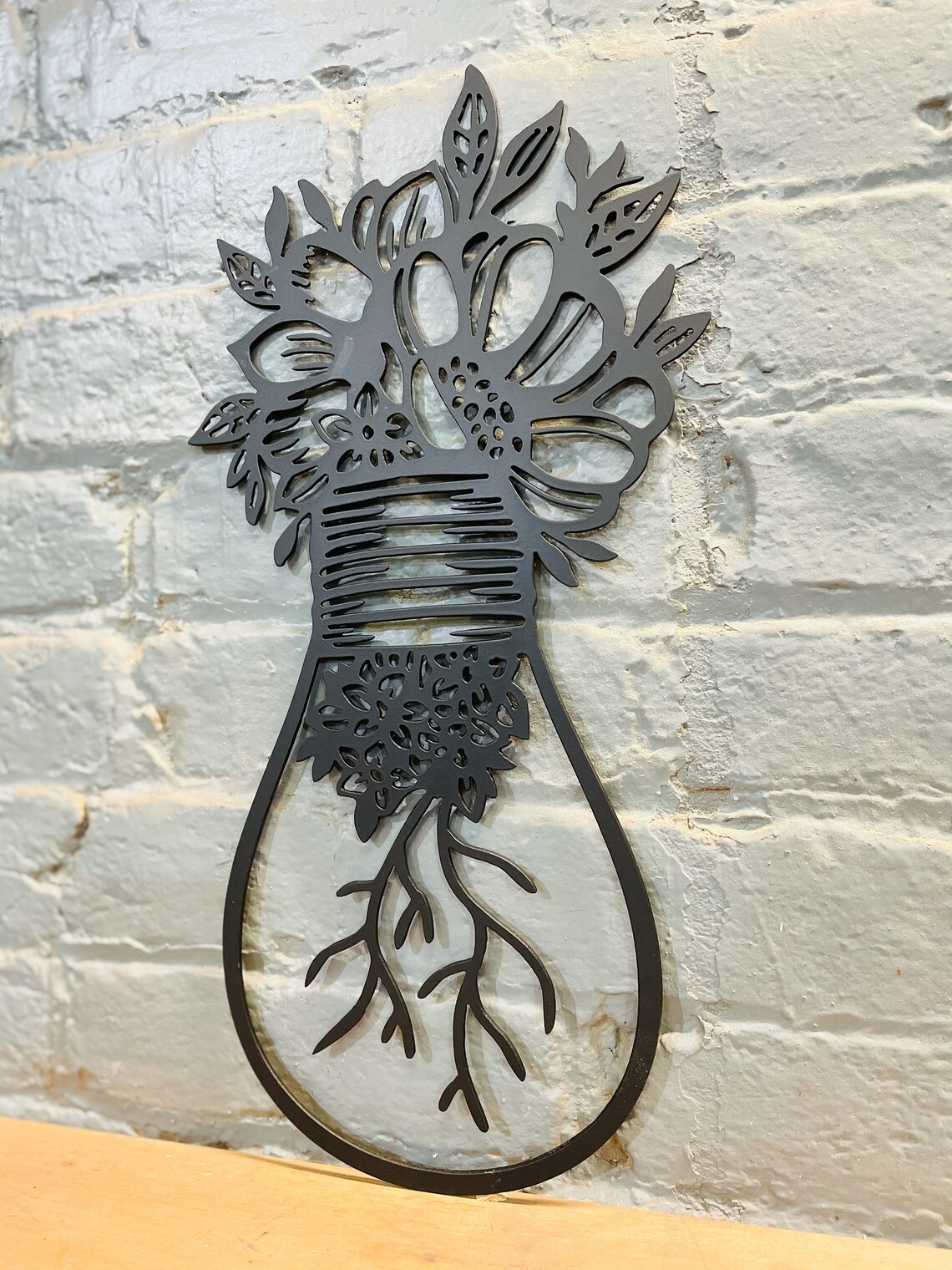 Light Bulb Metal Wall Art Light Bulb Flower Light Bulb Etsy