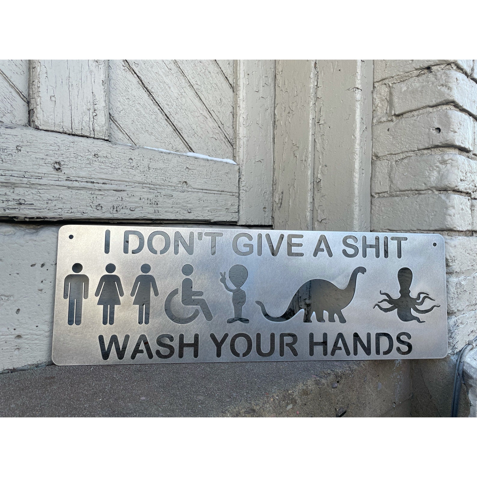 Funny All Gender Metal Bathroom Sign Metal Restroom Sign I - Etsy