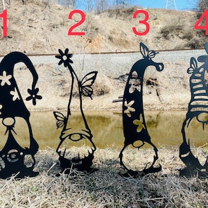 Metal Garden Gnomes With Stakes, Spring Metal Gnomes, Metal Gnomes, Spring Gnomes, Metal Yard Gnomes, Garden Gnome Gift, Garden Decorations