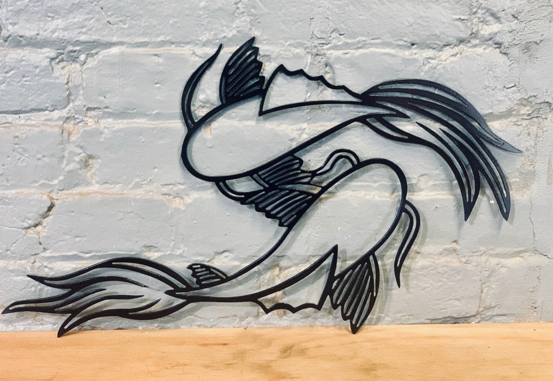 Two Koi Fish Metal Wall Art Metal Wall Decor Zen Decor Etsy