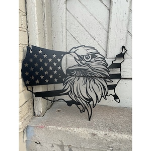 Metal American Eagle Flag Map, American Flag, Eagle Flag, Metal Flag, American Flag Art, Patriotic Decor, Patriotic Gifts, Military Gifts