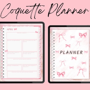 Coquette 2024 Digitaler Planer: Thema rosa Schleife (PDF)