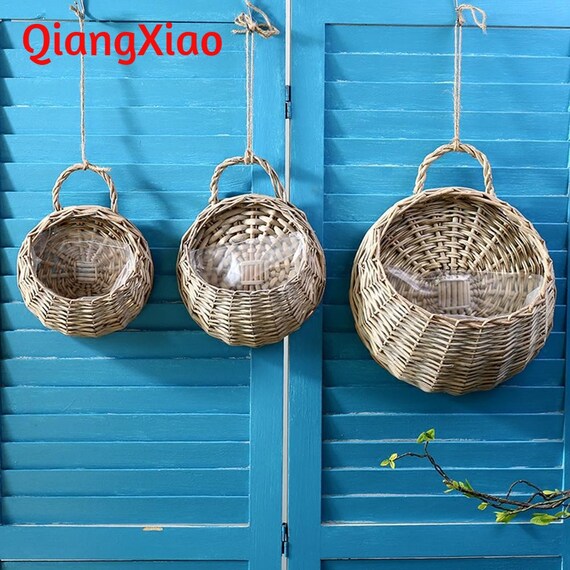 Rattan Vase Basket Hand Made Wicker Nest Flower Pot Etsy