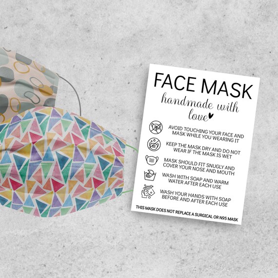 Printable Face Mask Care Instructions Washable Face Mask Care Etsy