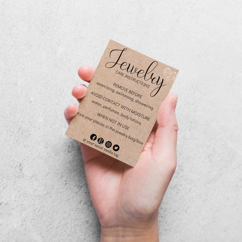 Jewelry Care Instructions Kraft Jewelry Printable Care