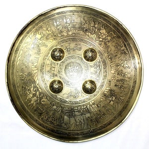 Shield Dhal India Hand Engraved Sun Army Design Battle Armory Brass Polish F926