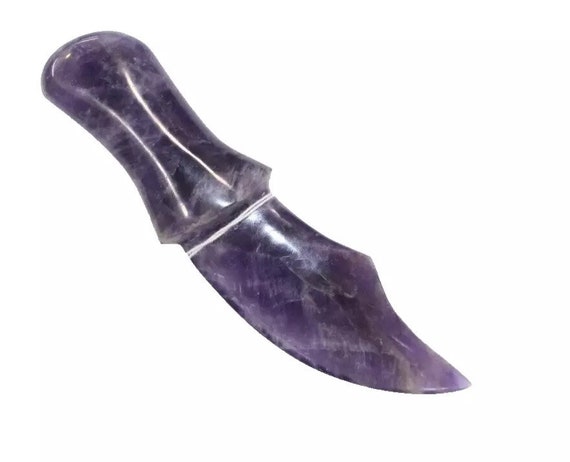 Decorative Semi Precious Purple Amethyst Stone Knife Blade