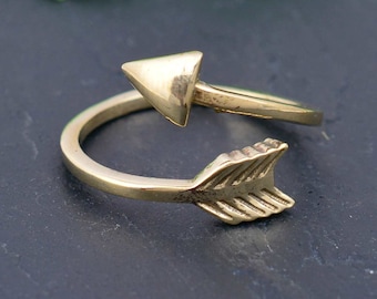 Arrow Ring, Everyday Ring, Adjustable Ring, 18k Gold Ring, Simple Ring, Slim Ring, Stack Ring, Unique Ring, Statement Ring,  dg-yyu.