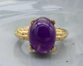 Amethyst Gemstone Ring, Brass Gemstone Ring, Vintage Rings, Boho Rings, Handmade Ring, Design Brass Ring, Gift For Her, Valentine's Gifts
