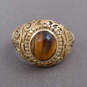 Tiger eye Gemstone Ring,Brass Gemstone Ring,Vintage Rings,Boho Rings,Promise Ring,Gift For Her,Midi Ring,Pure Brass Ring,Valentine Gift