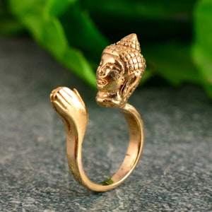 Anel Lord Buddha, anel de Buda de ouro 18k, anel religioso, anel budista, anel lord, joias budistas, presente para ela, anel masculino, dg-ussd.