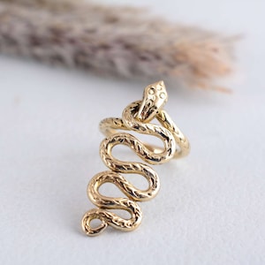 Gold Snake Ring, snake Ring ,Statement Ring, Open Serpent Band, Snake Jewelry, Stacking Animal Rings, Adjustable Ring , dg-ucal.