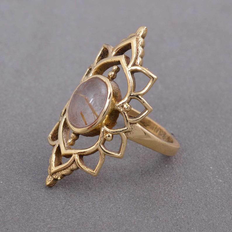 Moonstone Gemstone Ring,Gemstone Ring,Brass Ring,Handmade Ring,Statement Ring,Mes/'s Ring,Women ring,Gift For Her,Boho Ring,Vintage Jewelry